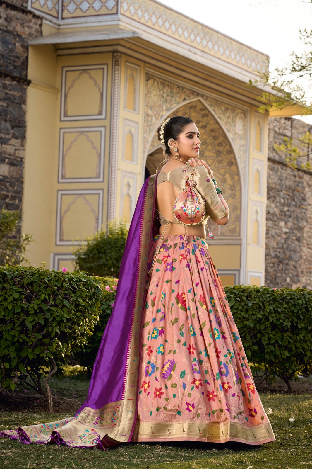 LNB 2021 Peach Jacquard Silk Weaving Zari Lehenga Choli Festive Party Wedding, Events etc. Delivery 4-6 Working Days @4099/- | Lehenga, Bollywood Lehenga, Creative Lehenga, Designer Lehenga, Embroidered Lehenga, Party Wear Lehenga