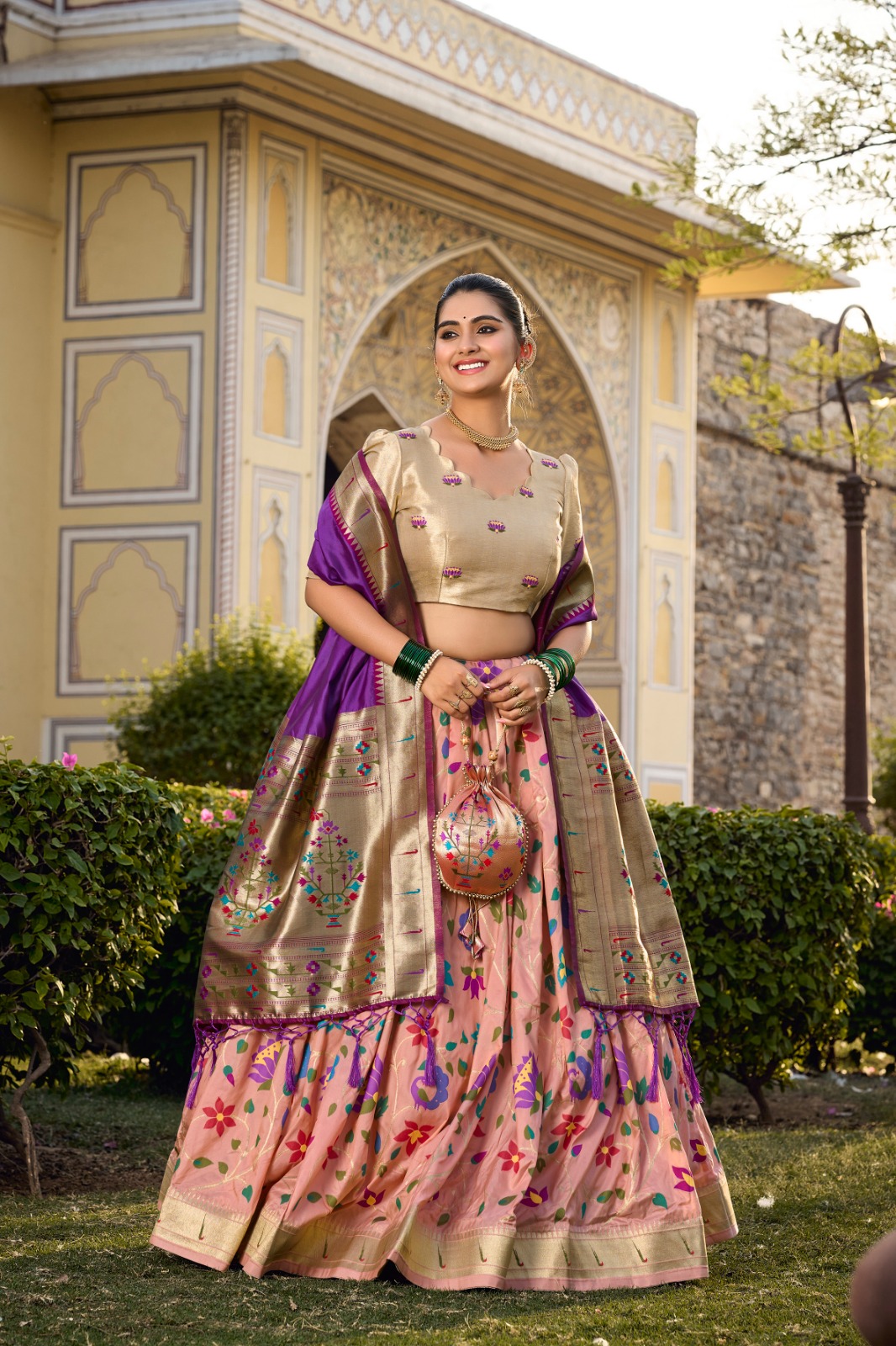 LNB 2021 Peach Jacquard Silk Weaving Zari Lehenga Choli Festive Party Wedding, Events etc. Delivery 4-6 Working Days @4099/- | Lehenga, Bollywood Lehenga, Creative Lehenga, Designer Lehenga, Embroidered Lehenga, Party Wear Lehenga
