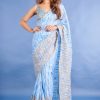 Aglow Blue Color Soft Georgette Beautiful Digital Printed Saree