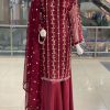 Aglow Maroon Color Georgette Sequence Embroidery Salwar Suit
