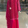 Aglow Pink Color Georgette Sequence Embroidery Salwar Suit