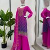Aglow Pink Color Georgette Thread Sequence Salwar Suit