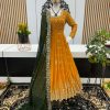 Aglow Yellow Color Georgette Sequence Embroidery Gown