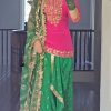 Artful Pink & Green Color Georgette Embroidery Salwar Suit