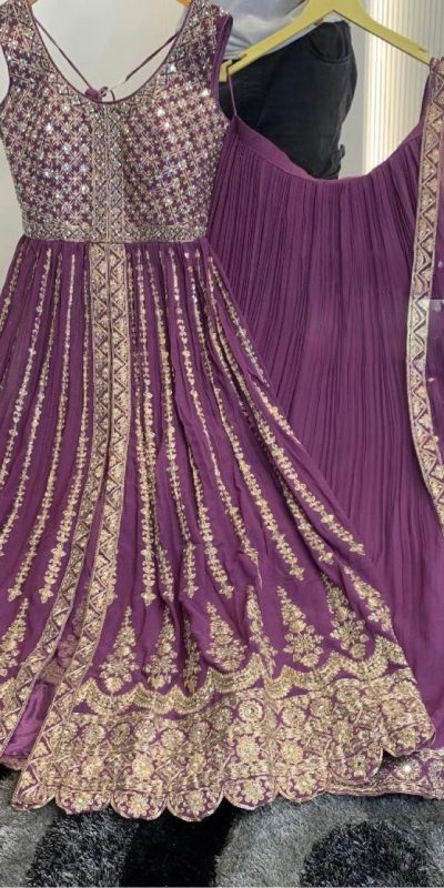 Artful Purple Color Georgette Embroidery Sequence Lehenga Choli