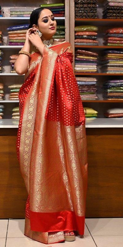 Dazzling Red Color Soft Kanjivaram Pattu Jacquard Silk Work Saree