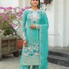 Fancy Firozi Color Chinon Silk Diamond Work Sharara Suit