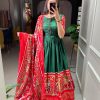 Fancy Green Color Dola Silk Patola Foil Printed Work Gown