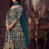 Fine Peacock Blue Heavy Net Embroidery Sequence Salwar Suit