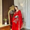 Fine Red Color Georgette Thread With Sequence Salwar Suit