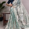 Fine Sky Blue Color Banarasi Tissue Silk Zari Weaving Work Saree