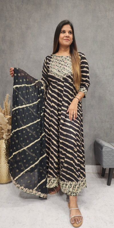 Mystical Black Color Georgette Sequence Embroidery Gown