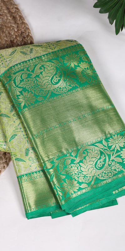 Nice Green Color Jacquard Silk Zari Weaving Work Saree
