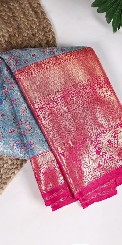 Nice Sky Blue Color Jacquard Silk Zari Weaving Work Saree
