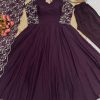 Peaceful Maroon Color Georgette Embroidery Anarkali Suit