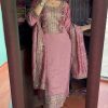 Splendorous Pink Color Chinnon Coding Coding Salwar Suit