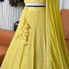 Superb Yellow Color Georgette Multi Needle Work Lehenga Choli