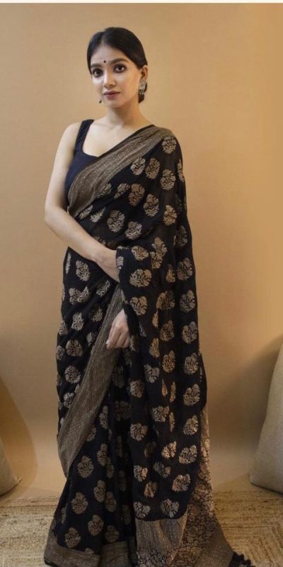 KP 1082 Black Color Soft Lichi Silk Jacquard On All Over Saree Casual, Party Wear, Wedding, Events Etc. Expected Delivery 4-6 Working Days @1399/- | Designer Sarees, Embroidered Sarees, Sarees, Bollywood Sarees, Creative Sarees, Ethnic Saree, Modern Digital sarees, Party Wear Sarees