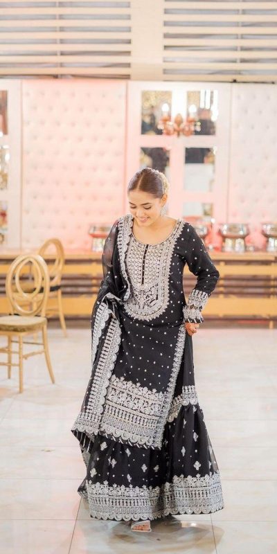 Peaceful Black Color Georgette Thread With Sequence Lehenga Choli