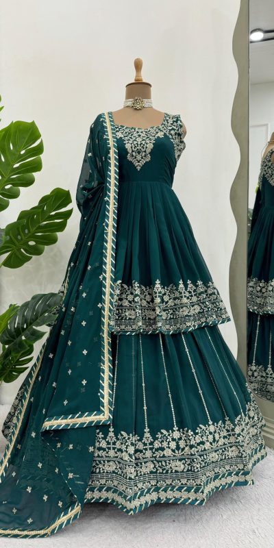 Peaceful Blue Color Georgette Thread With Sequence Lehenga Choli