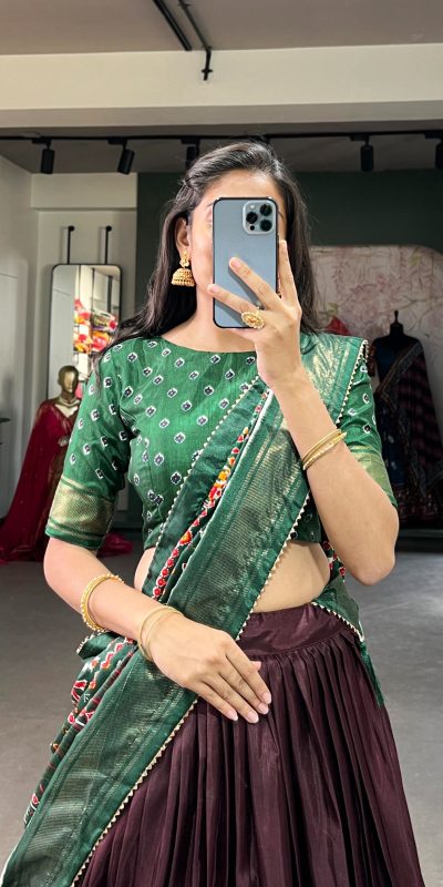 LNB 1623 Brown Color Fabulous Dola Silk Patola Print And Foil Work Lehenga Choli Wedding, Festive, Events Expected Delivery 4-6 Working Days@2199/- Only | Lehenga, Bollywood Lehenga, Creative Lehenga, Designer Lehenga, Embroidered Lehenga, Party Wear Lehenga