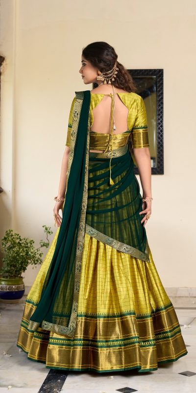LNB 2050 Parrot Green Color Graceful Cotton Silk Weaving Paithani Concept Lehenga Choli Wedding, Festive, Events Expected Delivery 4-6 Working Days@2049/- | Lehenga, Bollywood Lehenga, Creative Lehenga, Designer Lehenga, Embroidered Lehenga, Party Wear Lehenga