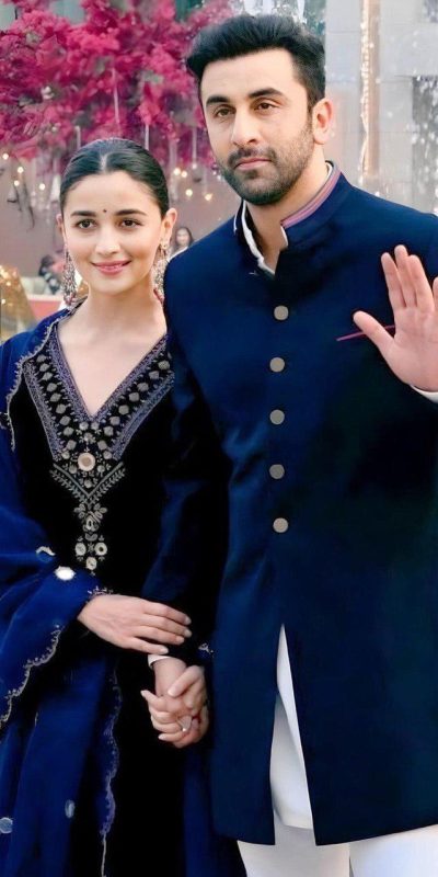 Alia Batt Ranbir Kapoor Navy Blue Velvet Party Wear Sharara Suit