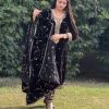 Amazing Black Color Heavy Viscose Velvet Embroidery Sequence Work with Full Sleeves