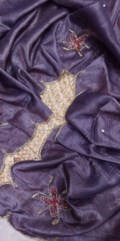 Amazing Purple Color fabric having handwork With Work Saree