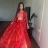 Commitment Red Color Pure Bandhrej Heavy Embroidery Sequence Lehenga Choli