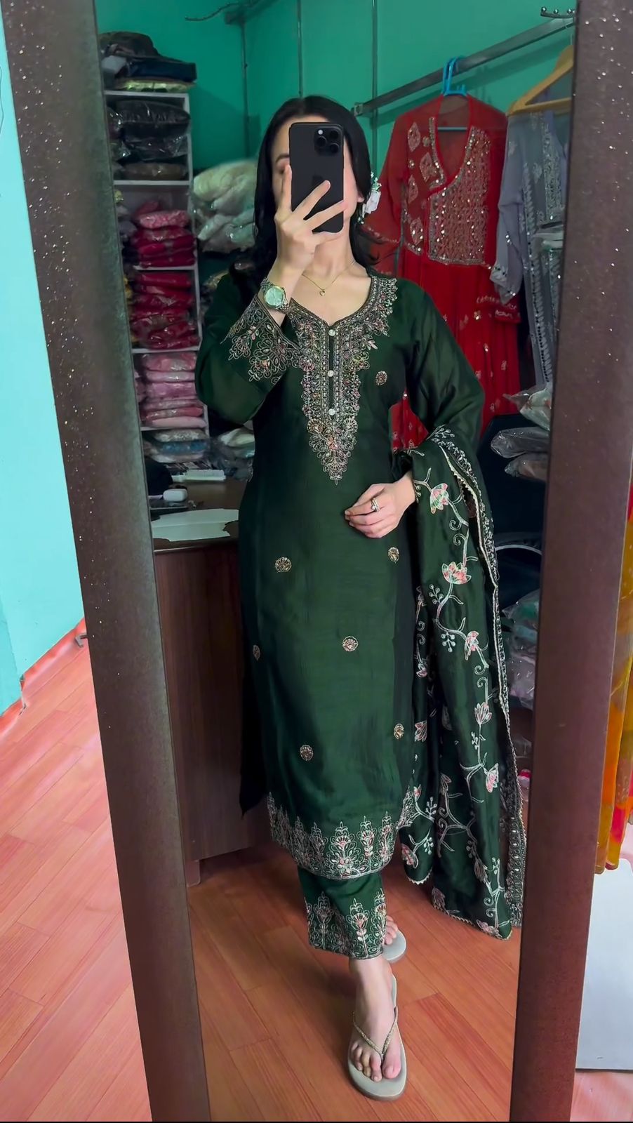 Exciting Green Color Party Wear Sharara Suit