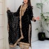 Exotic Black Color Velvet Georgette Embroidery Sequence Salwar Suit