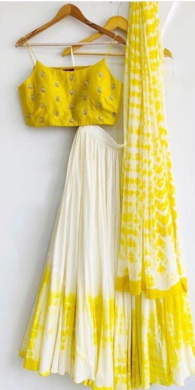 Alluring Yellow Color Silk Printed Work CAN CAN Lehenga Choli