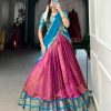 Beautiful Pink Color Kanchipuram Zari Weaving Work Lehenga Choli