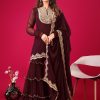 Magical Maroon Color Faux Georgette Embroidery Sequence Work Salwar Suit