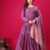 Magical Purple Color Roman Silk With Embroidery Sequence Work Anarkali Gown