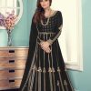 Shiny Black Color Georgette Codding Sequence Embroidery Work Anarkali Gown