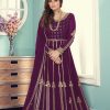 Shiny Purple Color Georgette Codding Sequence Embroidery Work Anarkali Gown