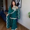 Superb Green Color Pure Chinnon Silk With Embroidery Coding Dori-Sequence Salwar Suit