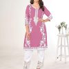 Superb Pink Color Georgette and Heavy Embroidery work Kurti With Pant
