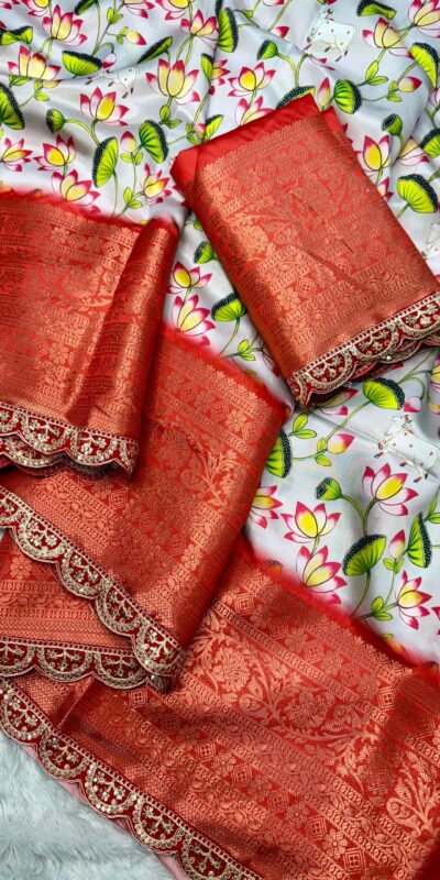 MS 466 Grey Color Dola Silk Saree With Zari Weaving Border Saree Casual, Wedding, Festive, Events . Expected Delivery  4-6 Working Days @1649/- only | Designer Sarees, Embroidered Sarees, Sarees, Bollywood Sarees, Creative Sarees, Ethnic Saree, Modern Digital sarees, Party Wear Sarees