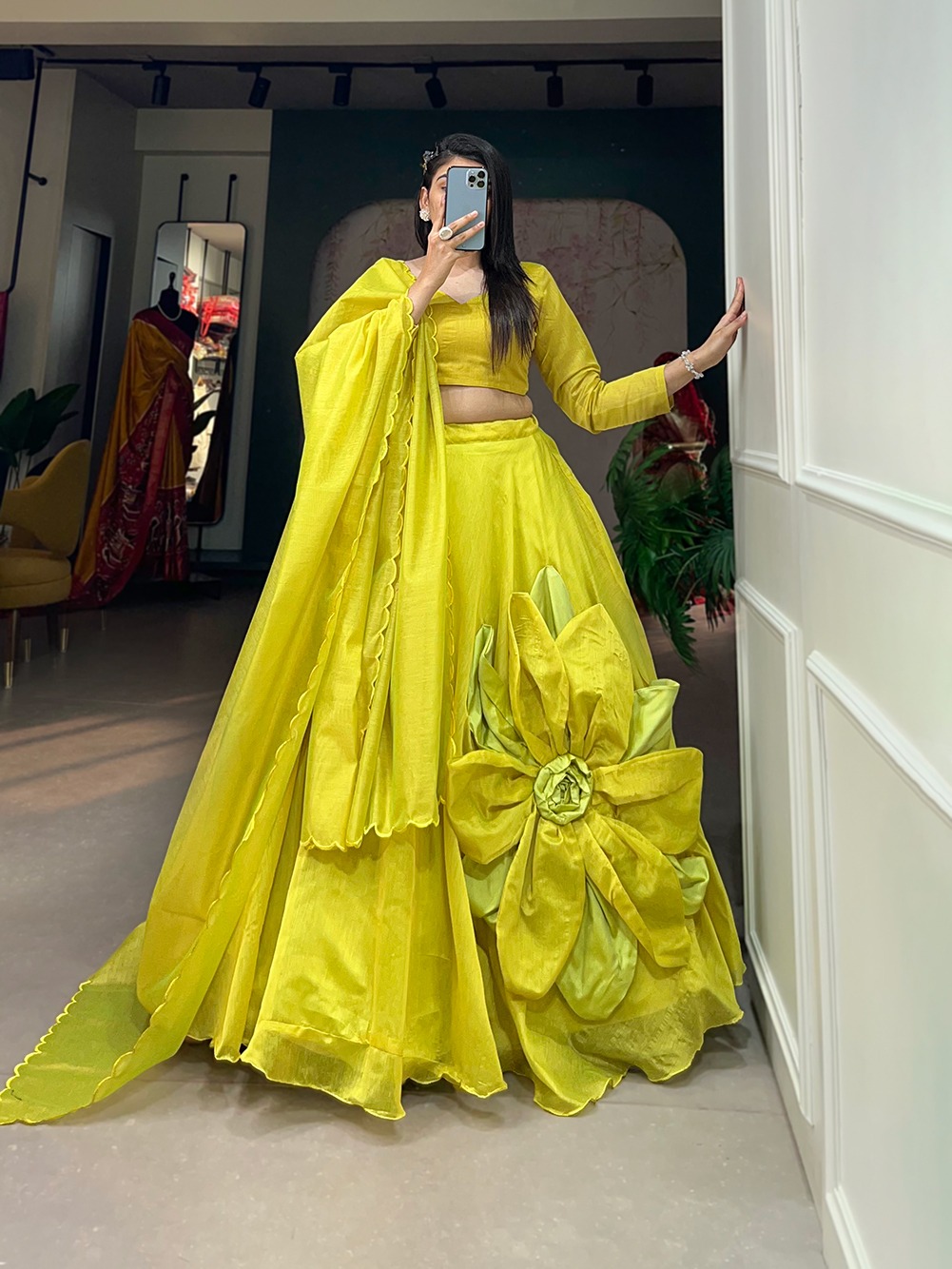 LNB 1650 Parrot Green Color Raj wadi Chanderi Silk Hand Made Flower Lehenga Choli Wedding, Party, Festive, Events Etc. Delivery 4-6 Working Days Rs 1999 | Lehenga, Bollywood Lehenga, Creative Lehenga, Designer Lehenga, Embroidered Lehenga, Party Wear Lehenga