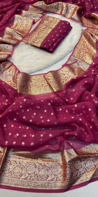 Amazing Maroon Color Viscose Georgette With Running Blouse Saree