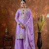 Amazing Purple Color Chinon Silk Embroidery 3mm Sequence Coding Dori Work Salwar Suit