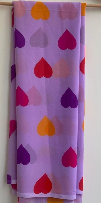 Amazing Purple Color Soft Georgette Silk Digital Print Heart Design Ready To Wear Saree