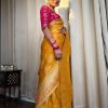 Attractive Yellow Color Soft Lichi Silk Kubera Pattu On All Over Saree