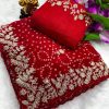 Beautiful Red Color Georgette Bandhni Print With Sober Pita Work Embroidery Saree