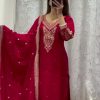 Bride Red Color Chinon With Embroidery Coding Dori Work Salwar Suit