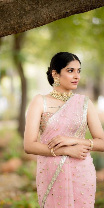 Excellent Pink Color Nylon Butterfly Net Fancy Multi Thread Lace With Sequins Work Saree