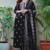 Fantastic Black Color Rayon Cotton With Embroidery Work Salwar Suit